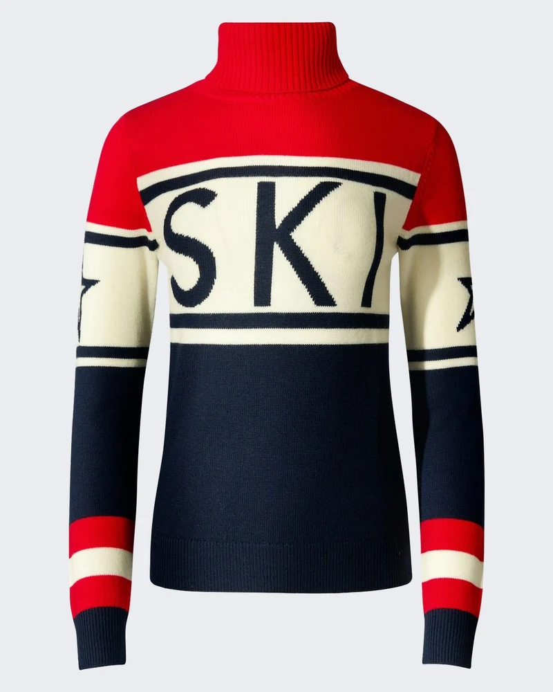 Dames Schild gebreide sweater rood en Blauw