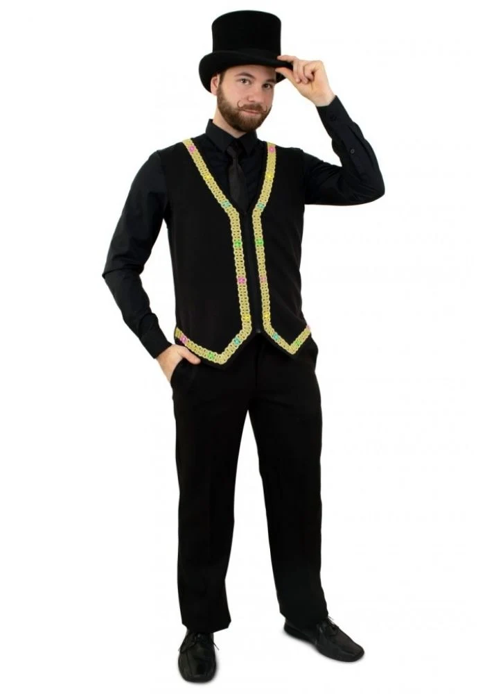 Carnavalsjas Gilet Met Verlichting Goud Heren