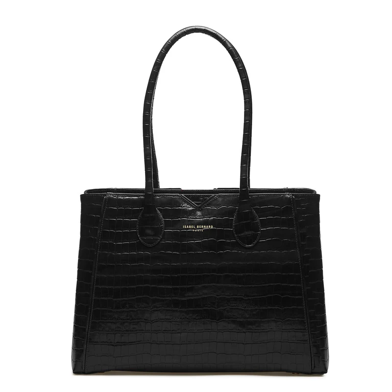 Isabel Bernard Honoré Cloe Zwarte Croco Handtas IB25007