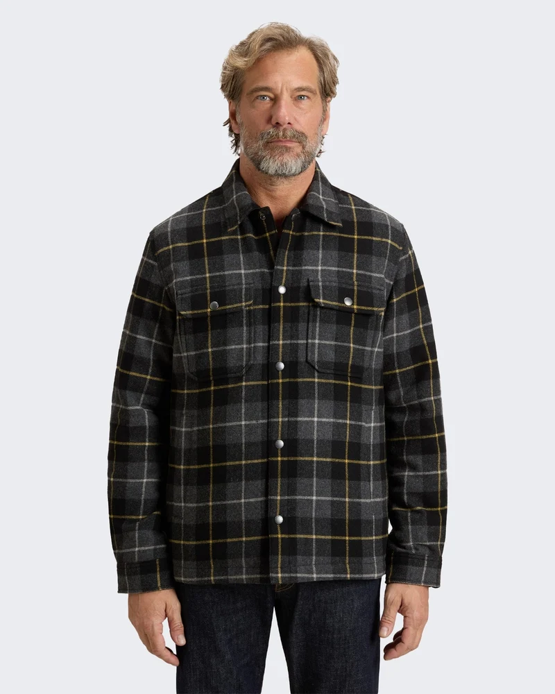 Heren Wool Alaskan shirt jacket met ruitmotief Zwart