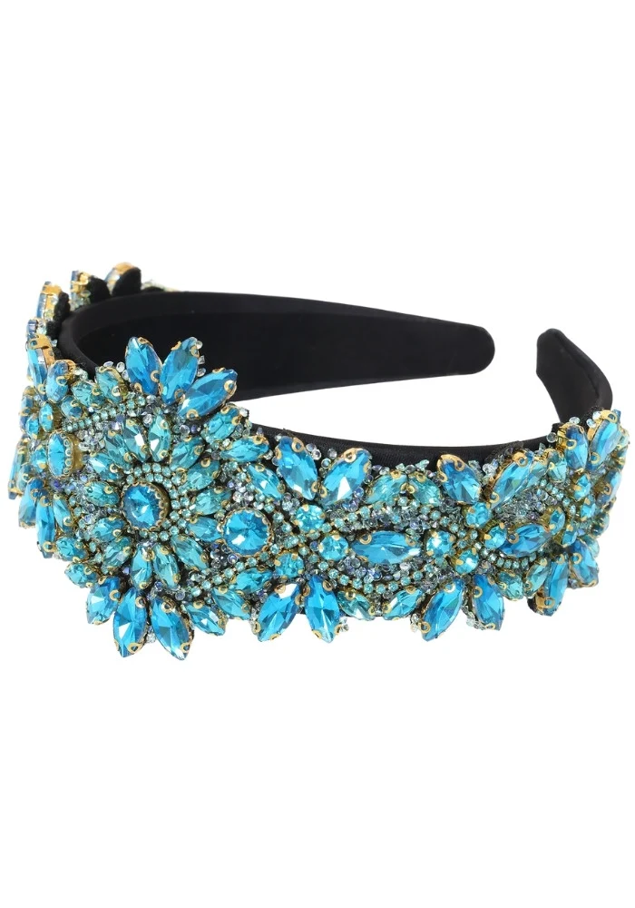 Haarband Luxe Strass Steentjes Turquoise