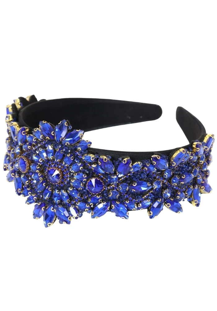 Haarband Luxe Strass Steentjes Blauw