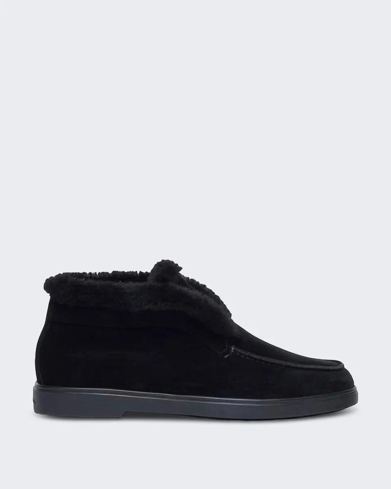 Dames Zwarte Leren Veterboot Fortune Zwart