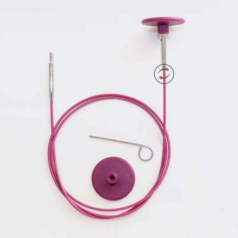 knit pro paarse staalkabels 360° draaibaar en vast