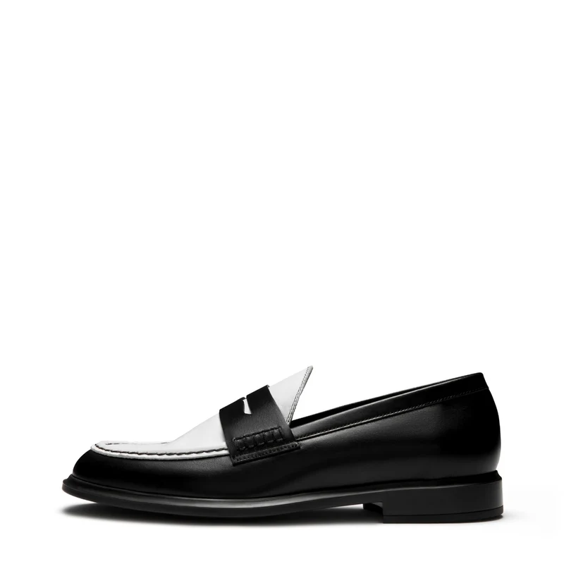 Isabel Bernard Vendôme Blandine Zwart en Wit Kalfsleren Loafers IB51015-10176-37