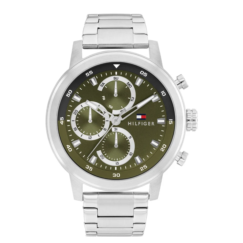 Tommy Hilfiger Rocky Zilver en Groen Herenhorloge TH1792180