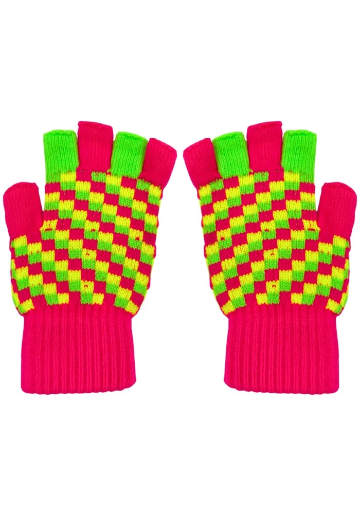 Vingerloze Handschoentjes Neon Blokjes