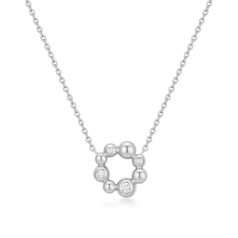 Ania Haie Melodic Poet Silver Asym. Beaded Circle Necklace S AH-N066-03H