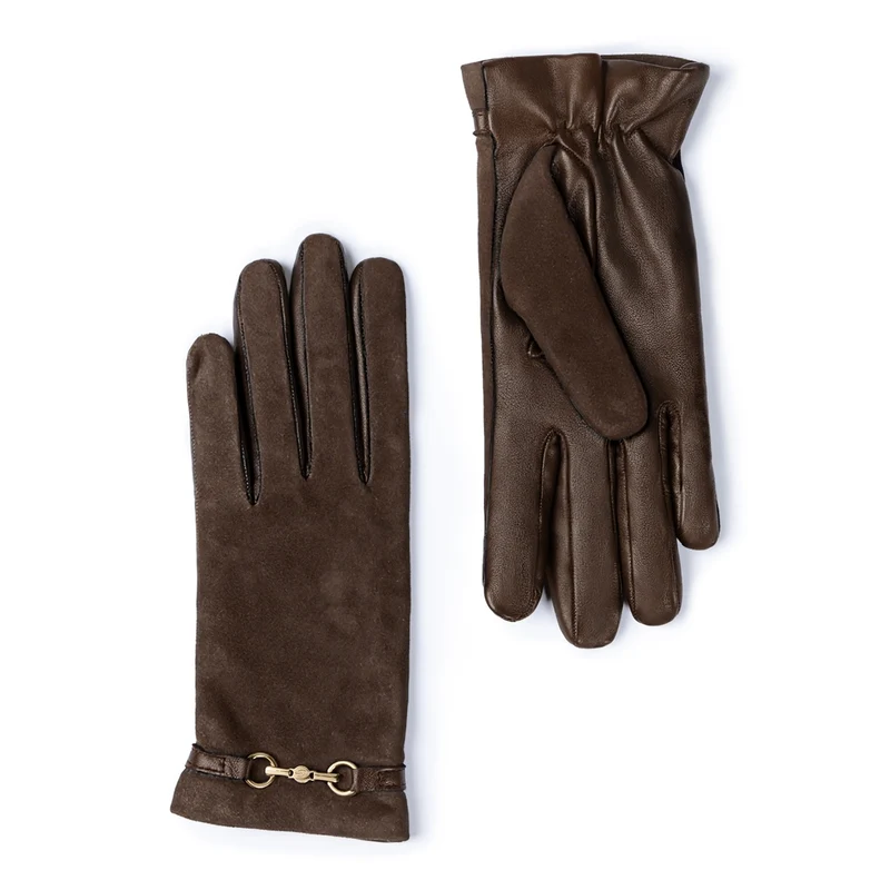 Isabel Bernard Isabel Bernard Honoré Marcelia donkerbruine suède leren handschoenen van geitenleer IB67001-131-6.5