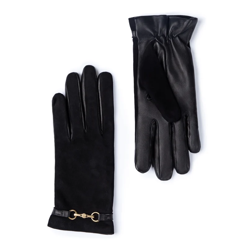 Isabel Bernard Isabel Bernard Honoré Marcelia zwarte suède leren handschoenen van geitenleer IB67001-101-7.5