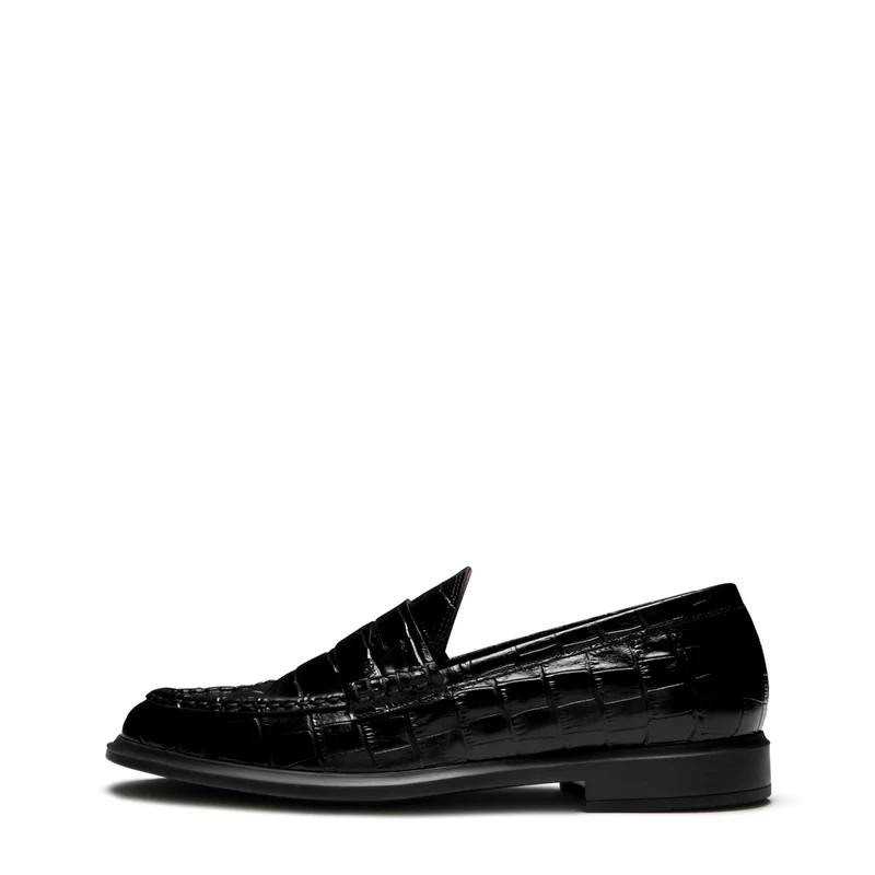 Isabel Bernard Vendôme Blandine Croco Zwarte Kalfsleren Loafers IB51015-201-38