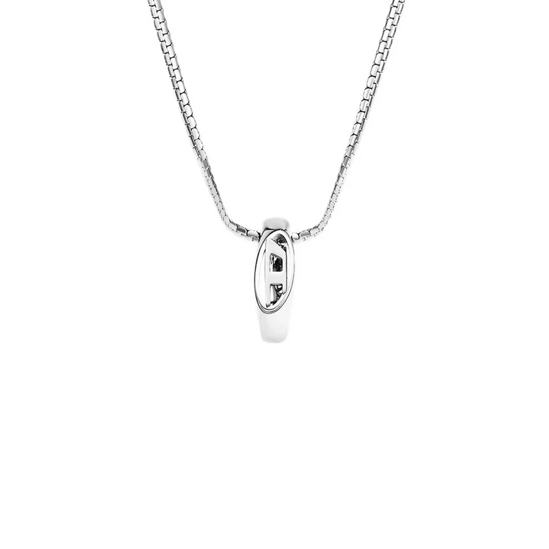 Diesel Oval D Logo Stainless Steel Necklace DX1644040