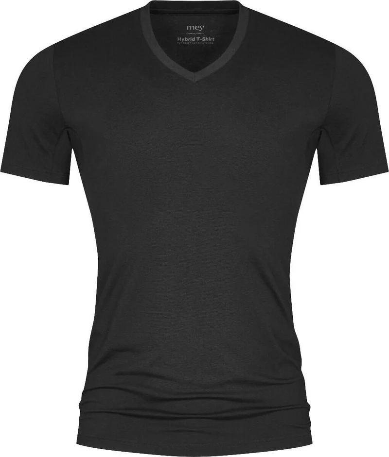 Mey Hybride T-Shirt V-Hals 30038 123 schwarz