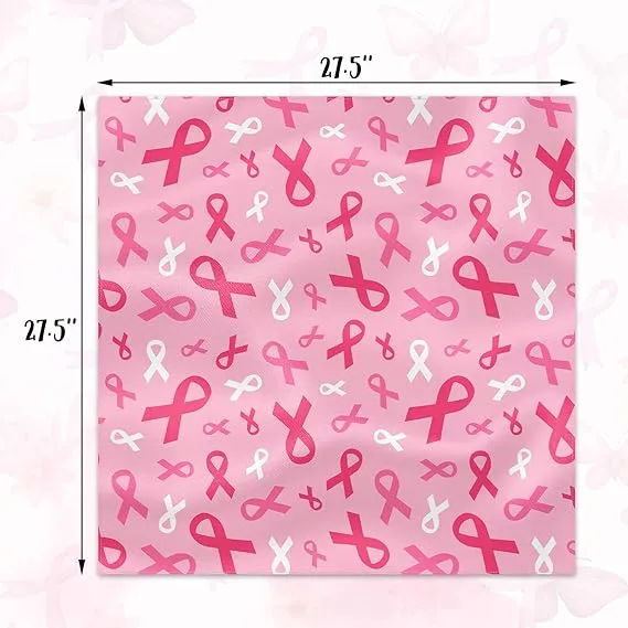 Roze lint vierkante sjaal voor borstkankerbewustzijn - zijdezacht haar en hoofddoek OBM