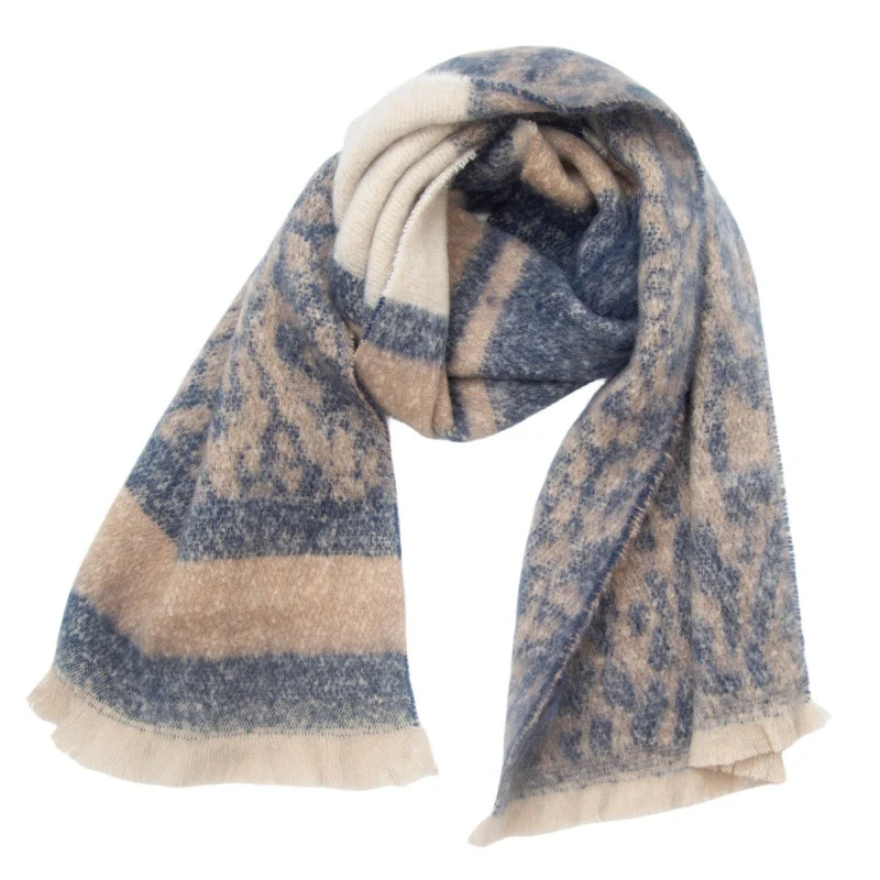 Oversized sjaal met luipaardprint en strepen - modieuze herfst/winter-sjaalleveranciers
