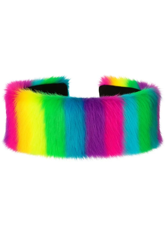 Hoofdband Pluche Regenboog Streep