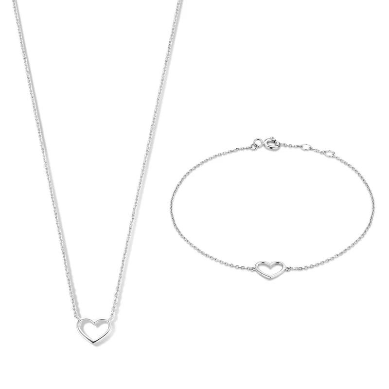 Isabel Bernard Cadeau d'Isabel 14 karaat witgouden collier en armband giftset IB90059