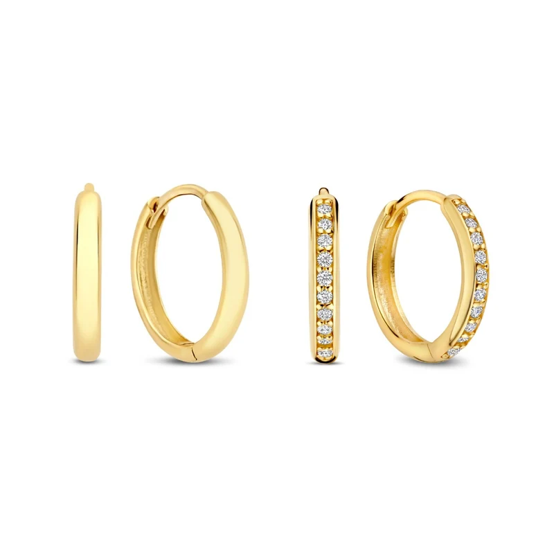 Isabel Bernard Cadeau d'Isabel 14 karaat gouden oorbellenset met zirkonia IB90188