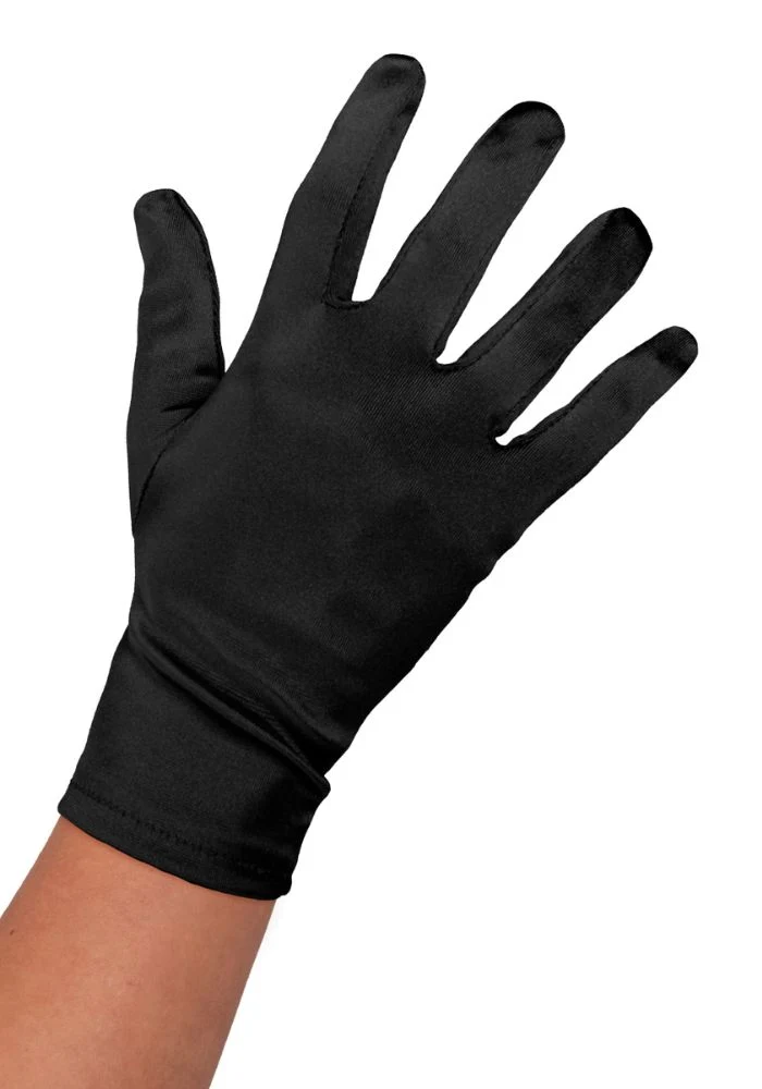 Handschoen Satijn 20cm Zwart