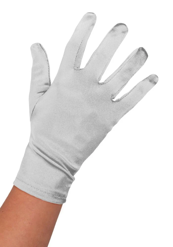 Handschoen Satijn 20cm Zilver