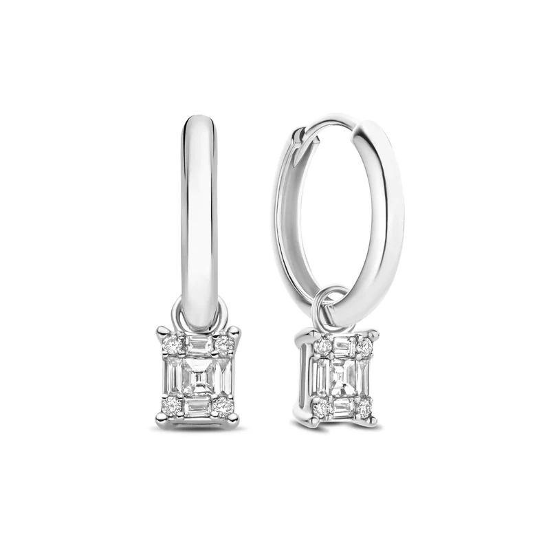 Isabel Bernard De la Paix Maxime 14 karaat witgouden oorknop met diamant 0.24 ct IBD360035