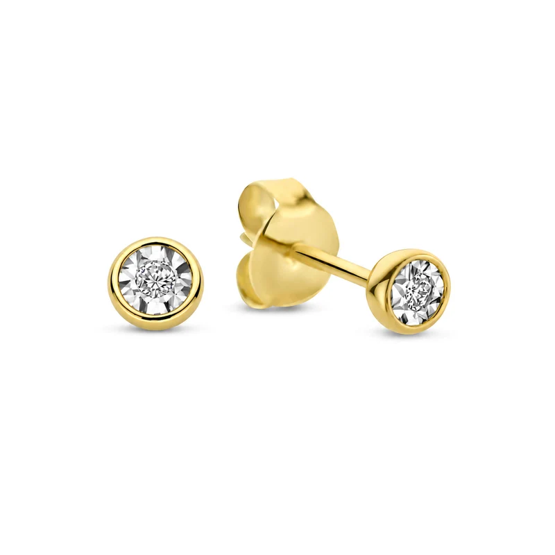 Isabel Bernard De La Paix Inaya 14 Karaat Gouden Oorknoppen | Diamant 0.04 ct | IBD360026