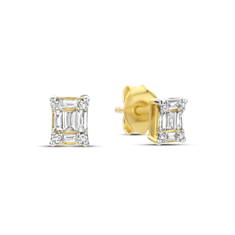 Isabel Bernard De la Paix Maxime 14 karaat gouden oorknoppen met diamant 0.26 ct IBD360020