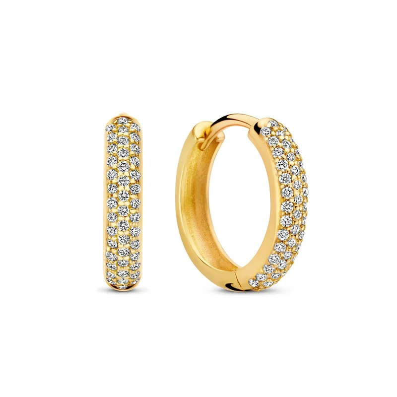 Isabel Bernard De la Paix Laure 14 karaat gouden oorringen met Diamant 0.25 karaat IBD360030