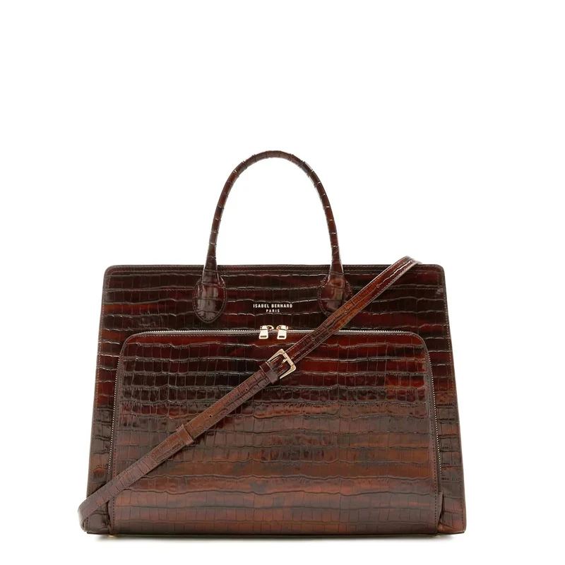 Isabel Bernard Honoré Nadine Croco Bruine Handtas van Kalfsleer IB25034