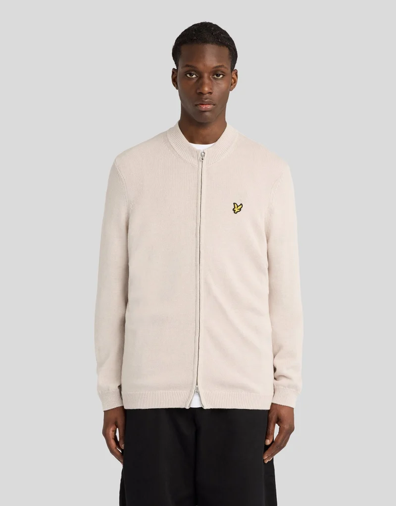 Cotton Merino Zip Cardigan