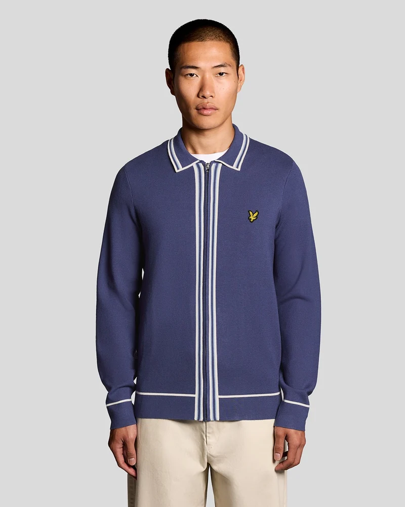 Tipped Full Zip Knitted Jumper