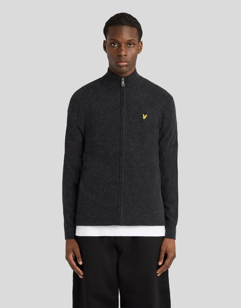 Lambswool Blend Zip Cardigan