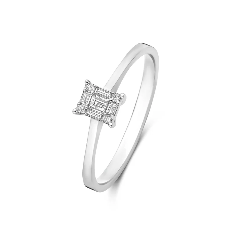 Isabel Bernard De la Paix Maxime 14 karaat witgouden ring met diamant 0.13 ct IBD330042-54