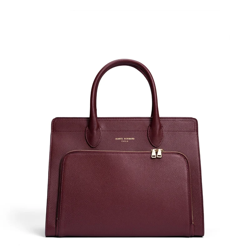 Isabel Bernard Honoré Nadine bordeauxrode kalfsleren handtas met 13 inch laptopvak IB25110-052-13