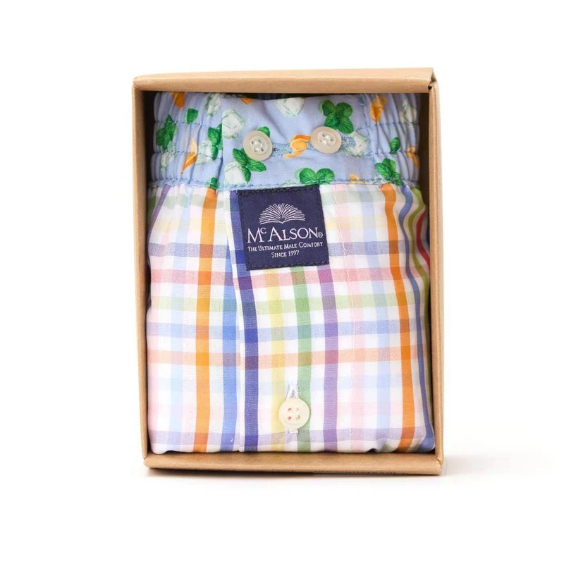 McAlson Boxershort met binnenbroek Checkered Green & Blue M5117