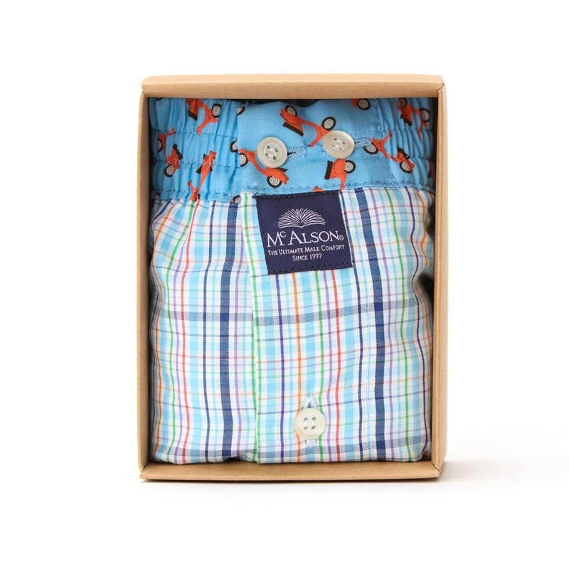 McAlson Boxershort met binnenbroek Checkered Turquoise M5107