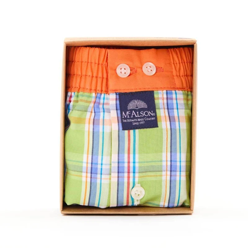 Mc Alson Boxershort met binnenbroek Madras Green multi M5328 groen