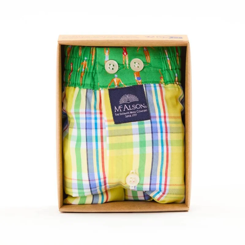 Mc Alson Boxershort met binnenbroek Madras Yellow multi M5326 geel