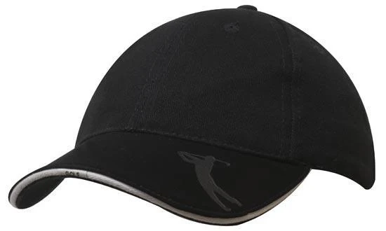 BRUSHED HEAVY COTTON CAP WITH EMBOSSED PU PEAK