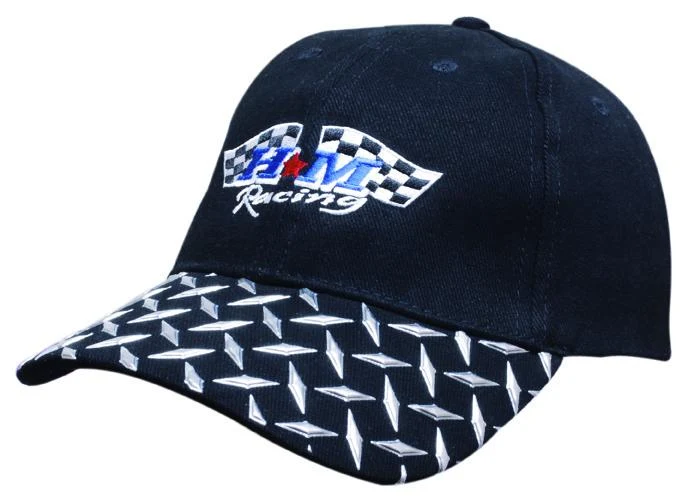 BRUSHED HEAVY COTTON CAP WITH CHECKER PLATE ON PEAK
