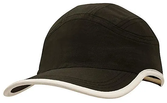 MICROFIBRE SPORTS CAP WITH TRIM ON EDGE OF CROWN & PEAK
