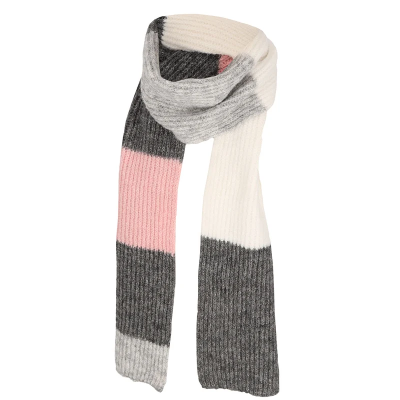 Winter sjaal meisjes roze-grijs met wit