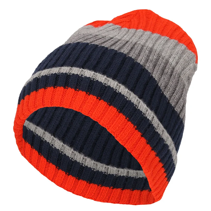 Jongens muts oranje-grijs. Maat: XS