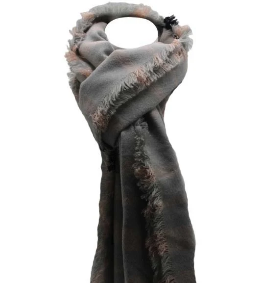 Wintersjaal grijs-roze
