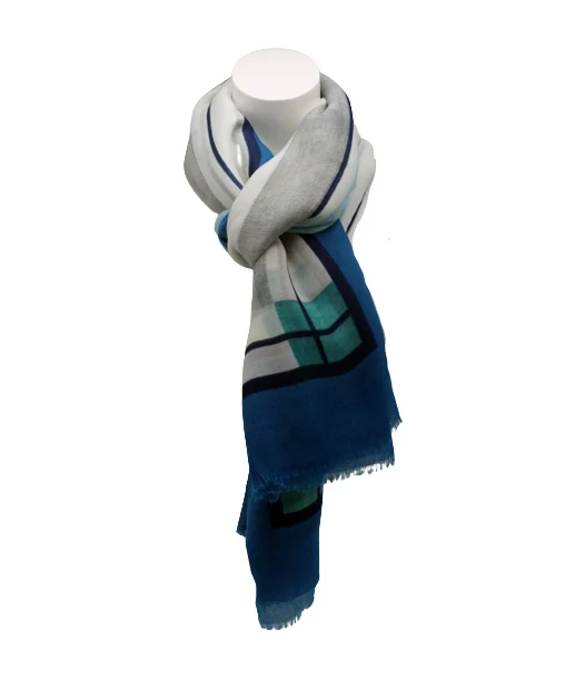 Dames sjaal blauw-wit