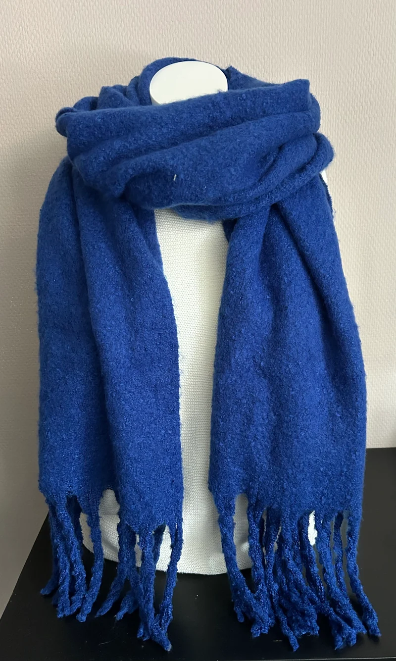 Wintersjaal effen kobalt