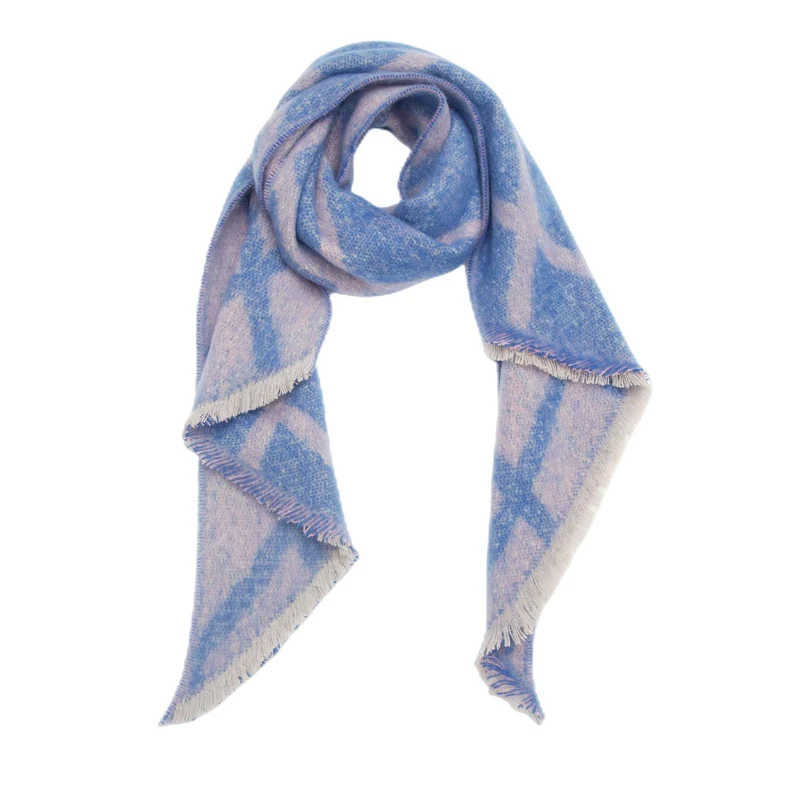 Wintersjaal blauw-roze