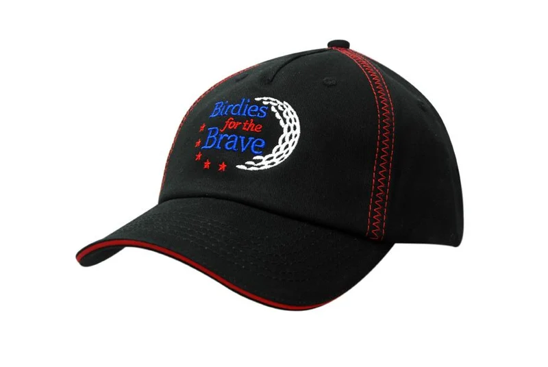 DELUXE BULL DENIM COTTON TWILL CAP WITH SANDWICH TRIM & ZIG ZAG CROWN STITCHING