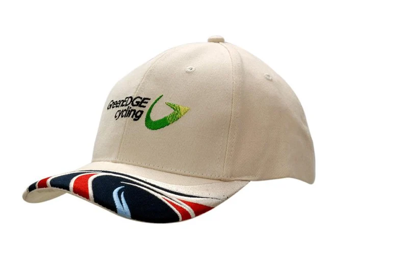 BRUSHED HEAVY COTTON CAP WITH PEAK INSERT/WAVE EMBROIDERY
