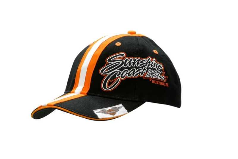 BRUSHED HEAVY COTTON CAP WITH SANDWICH TRIM & FABRIC STRIPES ON CROWN & PEAK